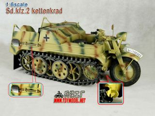 1:6 Scale Wwii German Toy Model Sd.  Kfz.  2 Kettenkrad Metal Vehicle In Camo 1501c