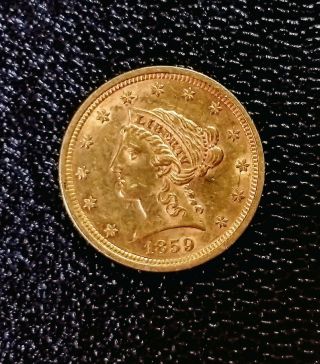 1859 Liberty Rev Gold $2.  50 Uncirculated,  Very Rare Coin