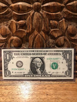 $1 One Dollar Bill Star Note D 03432897 Very Rare Only 250,  000 Collectibles