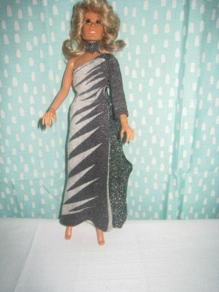 Vintage Farrah Fawcett Mego Corp 1975 Doll 12 " With Additional Long Pink Gown