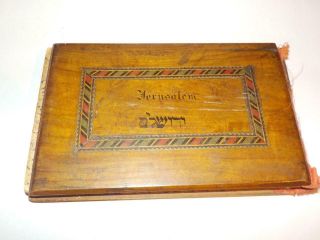 Antique Jerusalem Olive Wood Clad Album Of Views & Pressed Flowers Of Holy Land