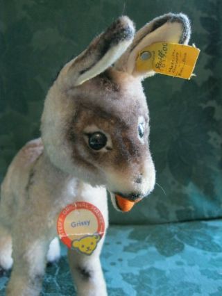 Vintage Steiff Grissy the Donkey with Button and Tags 2