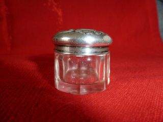 An Antique Sterling Silver Lidded Glass Jar,  Bottle,  Birmingham,  1898
