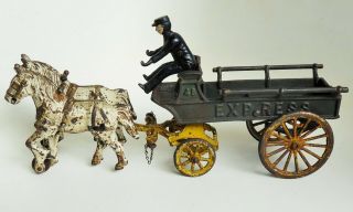1928 Rare Kenton Cast Iron Express 48 Horse Drawn Farm Wagon 15 " Long