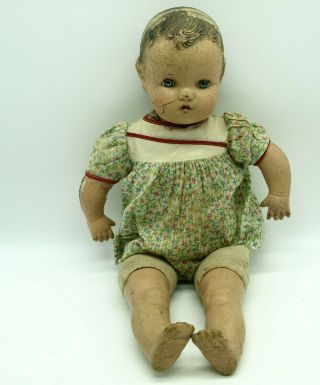 Vintage Composition Cloth Girl Doll Tin Sleepy Eyes 21 " A.  B.  C.  Toy Co.