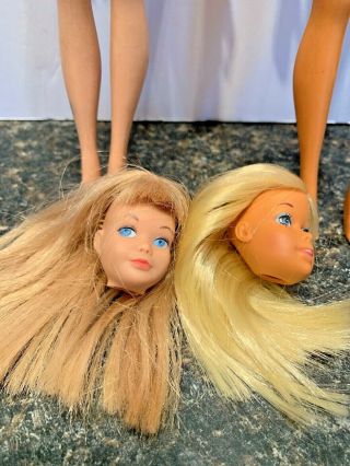 Vtg Mattel Barbie Straight Leg Body OnlyMCMLVIII/1966 Bendable Leg,  Skipper Head 2