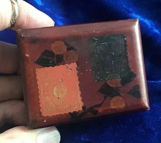 Antique Art Deco Red Lacquer Imperial Japanese Stamp Box