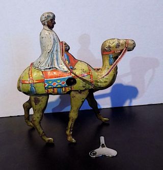 Vintage Rare Tinplate Clockwork Arab On A Camel,  Keim,  Us Zone Germany.