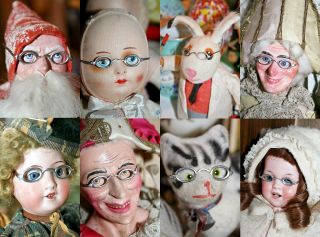 5 antique german soft metal glasses eyewear for dolls,  figures,  bears 2