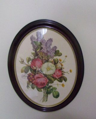 Vintage J L Prevost Floral Bouquet Oval Framed Print 18 X 14 French 1760 - 1810