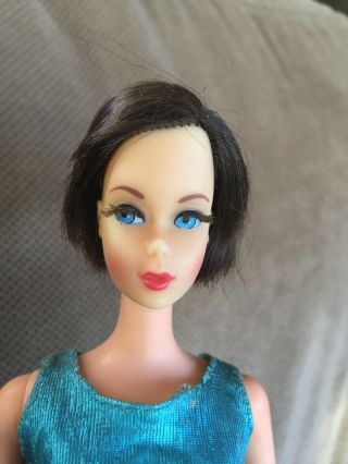 Vintage Mod Tnt Twist & Turn Brunette Hair Fair Barbie Twinkle Togs Outfit Tlc