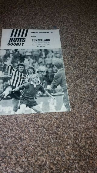 Notts County V Sunderland Fa Cup 3rd Rd Programme.  1973.  Rare And Collectable