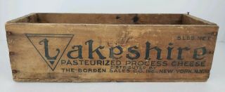 Vintage Lakeshire Swiss Cheese Borden Sales Co.  Primitive Wooden Box Crate 3