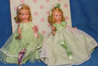 Two Vintage Nancy Ann Bisque Storybook Dolls,  Seasons Series,  Spring 90