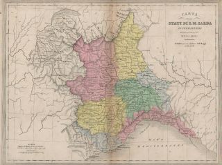 Antique Map Of Northern Italy &the Mediterranean Coast - G.  B.  Maggi (c.  1850 - 60)