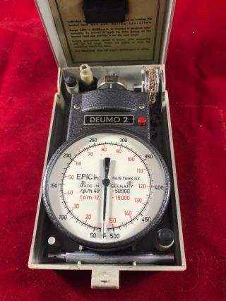 Vintage German Deumo 2 Tachometer With Accessories