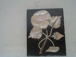 Splendid Black Stone Pietra Dura Plaque With Flower Design Attic Find Curio