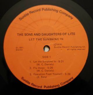 Sons And Daughters Of Lite - Let The Sun Shine In LP Rare Private Jazz 3