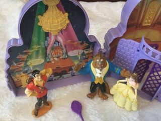 Vintage Polly Pocket Type Disney Beauty and the Beast Toy Castle,  3 Figures 2