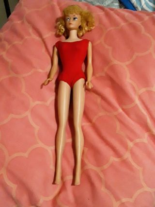 Vintage Barbie Dolls Ponytail Late 6 Or 7.  Red Bathing Suit.