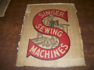Antique Singer Sewing Machine Advertisement - 11 " X 14 " - Cardboard W/ " X18 " Address
