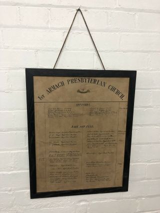 Rare Framed Ww1 Roll Of Honour Casualty List Armagh Irish Presbyterian Church