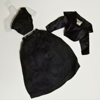 Vintage Barbie Black Satin Bolero Skirt One - Shoulder Blouse Pak 1963