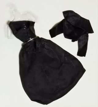 Vintage Barbie Black Satin Bolero Skirt One - Shoulder Blouse Pak 1963 2