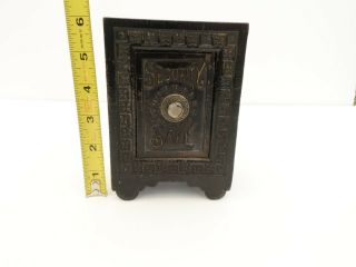 Antique Vintage Combination Security Safe Cast Iron Bank 2