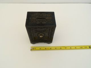 Antique Vintage Combination Security Safe Cast Iron Bank 3