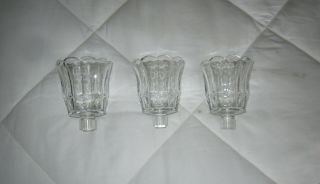 Set Of 3=vtg Clear Starlight Peg Glass Candle Votive Cups Sconces Home Interior