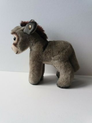 Vintage German STEIFF STUPY DONKEY Toy with Gold Ear Button & Name Tag 6in 3