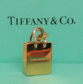 Tiffany & Co. ,  Rare,  Vintage 18k Yellow & White Gold Shopping Bag Charm Pendant.