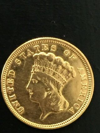 1854 Indian Princess $3 Three Dollar Gold Coin Rare