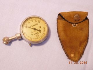 Antique Car U.  S.  Tire Gauge For Testing Tires Leather Pouch Feb 8 1927