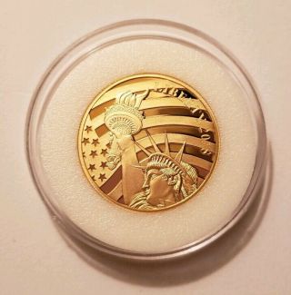 2018 Cook Island $25 1/2 Oz.  24 Pure Gold Coin Rare Statue Of Liberty