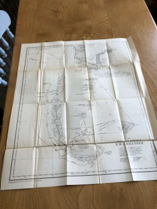 Ww1 Map S.  M.  S Dresden Search Committee Of Imperial Defence Rare
