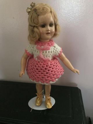 15 Inch Tall Vintage Composition Sonja Henie Doll Pink Dress Skates