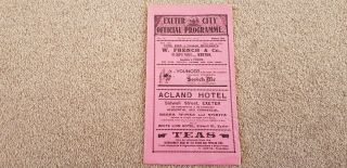 28/10/1933 Exeter City V Norwich City Pre War Very Rare