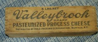 Antique Wooden Valleybrook 5 Lb American Cheese Box,  Finger Joined,  Buffalo,  Ny