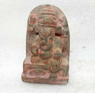 Vintage Old Clay Stone Hand Crafted Figure Statue Hindu God Deity Ganesh Mp10/18
