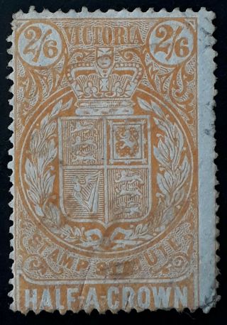Rare 1870 - Victoria Australia 2/6 - Orange State Statute Stamp