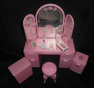 Vintage 1987 Mattel Barbie Pink Sweet Roses Vanity Mirror Dream House Furniture