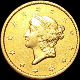1849 Rare Gold $1 Nearly Uncirculated Philly Coronet Head Lustrous Dollar No Res