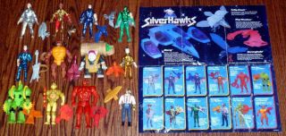 Vintage Silverhawks Complete Set Of 12 Figures With Accessories And Rare Poster