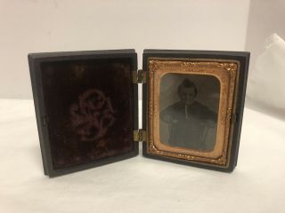 Antique Photograph.  Daguerreotype In Carved Case Young Boy
