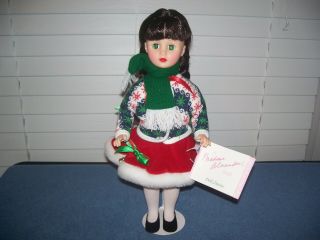 Vintage Winter Brunette Doll W/ Green Eyes 14 " W/ Tag By Madame Alexander