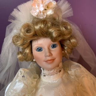 Vintage Porcelain Doll - Victorian Bride No Box 2