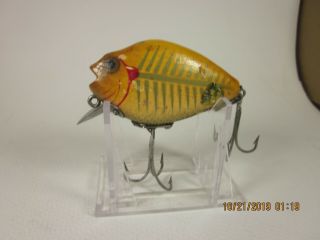 Vintage Wood Heddon 740 Punkinseed Lure In Yellow Shore Finish