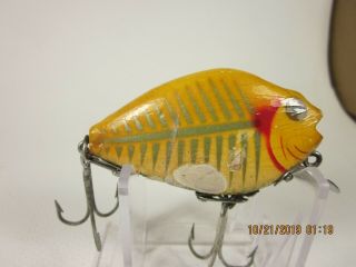 Vintage Wood Heddon 740 Punkinseed Lure in Yellow Shore Finish 3
